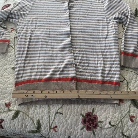 Halogen L Sweater Button Stripe Fall Cream Orange​​​​ - Picture 3 of 14